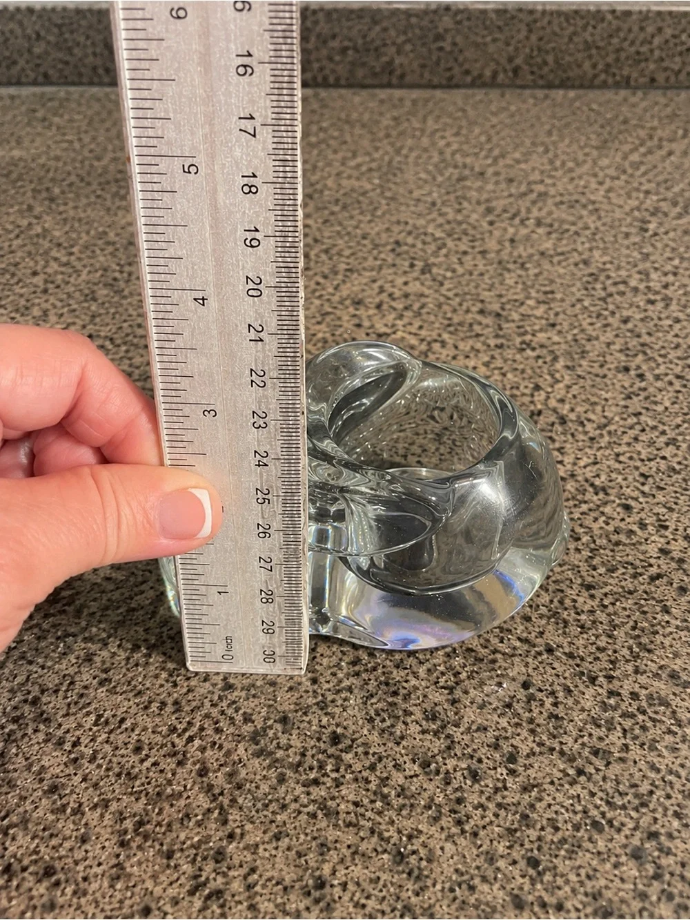 Vintage Heavy Clear Art Glass Votive Candle Holder | Sculptural Glass Tea Light